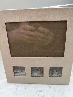Beige Coastal Shadow Box Picture Frame with Shell Accents for a 4x 6 photo